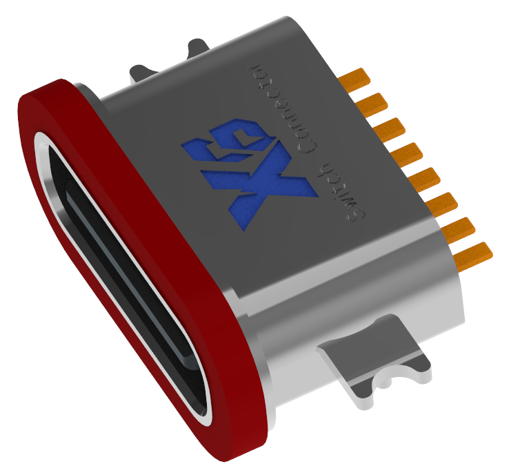 XB-TYPE C 8P-6-X 防水TYPE C 8P 沉板0.8防水母座L=6.7mm(带钢片)(锌合金外壳)